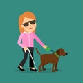 Blind woman with a guide dog Royalty Free Stock Photo