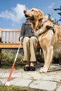 Blind woman and a guide dog Royalty Free Stock Photo