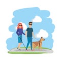 Blind woman with helper and guide dog Royalty Free Stock Photo