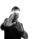 Blindfolded businessman over white background Royalty Free Stock Photo