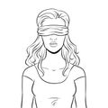 Blindfolded girl coloring vector illustration