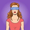 Blindfolded girl pop art vector illustration