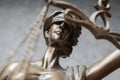 Blindfolded lady justice or iustitia bronze statue Royalty Free Stock Photo