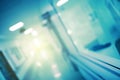 Blinding light in the end of hospital hallway, defocused bcakground Royalty Free Stock Photo