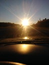 Blinding sun while driving Royalty Free Stock Photo