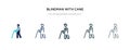 Blindman with cane icon in different style vector illustration. two colored and black blindman with cane vector icons designed in