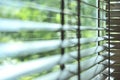 Blinds, Evening sun light outside window blinds, sunshine and shadow on window blind, decorative interior in home Royalty Free Stock Photo