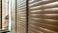 Blinds, Evening sun light outside window blinds, sunshine and shadow on window blind, decorative interior in home Royalty Free Stock Photo