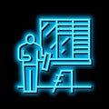 blinds fitting neon glow icon illustration