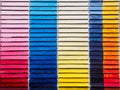 Blinds on the window colored vertically with different colors