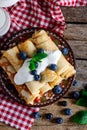 BLINIS PIE WITH COTTAGE CHEESE .selective focus