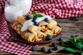 BLINIS PIE WITH COTTAGE CHEESE .selective focus