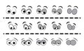 Blink eye animation step. Human cartoon face with blinking eyeball. Vector illustration on white background