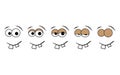 Blink eye animation step. Human cartoon face with blinking eyeball. Vector illustration on white background