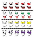 Blink eye animation steps. Cartoon facial comic stages illustration isolated on white background