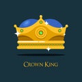 Blinking shiny king golden crown or crest. Royalty Free Stock Photo