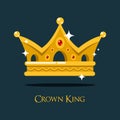 Blinking shiny king golden crown or crest. Royalty Free Stock Photo