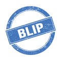 BLIP text on blue grungy round stamp