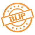 BLIP text written on orange vintage stamp