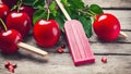 Blissful Delight Celebrating National Cherry Popsicle Day.AI Generated Royalty Free Stock Photo