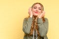 Blissful pretty blond woman listening to music Royalty Free Stock Photo