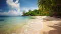 Blissful tropics, stunning tropical beach, lush greenery, and azure waters Royalty Free Stock Photo