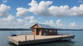 A blissful view of a small modern boatshed on b... Royalty Free Stock Photo