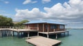 A blissful view of a small modern boatshed on b... Royalty Free Stock Photo