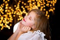 Blissful Young Girl With Starry Background