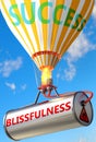 Blissfulness and success - pictured as word Blissfulness and a balloon, to symbolize that Blissfulness can help achieving success