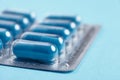 Blister pack of blue medicine pills