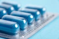 Blister pack of blue medicine pills