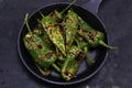 Blistered padron peppers, bar, pub bite food in close up