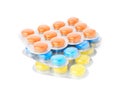 Blisters with cough drops on white Royalty Free Stock Photo