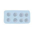 Blisters with pills in cartoon flat style isolated on white background. Vector illustrations of medicines for humans and Royalty Free Stock Photo