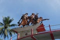 Blitar, East Java, Indonesia - April 10th, 2020 : Trisula monument. The trident monument was built to commemorate the hero who die