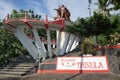 Blitar, East Java, Indonesia - April 10th, 2020 : Trisula monument. The trident monument was built to commemorate the hero who die