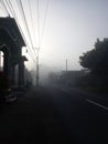 Blitar Indonesia September 17, 2022, foggy and dark weather, prioritize turning on the vehicle lights