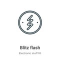 Blitz flash outline vector icon. Thin line black blitz flash icon, flat vector simple element illustration from editable Royalty Free Stock Photo