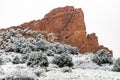 Blizzard at garden of the gods colorado springs rocky mountains during winter covered in snow Royalty Free Stock Photo