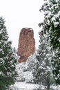 Blizzard at garden of the gods colorado springs rocky mountains during winter covered in snow Royalty Free Stock Photo