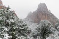 Blizzard at garden of the gods colorado springs rocky mountains during winter covered in snow Royalty Free Stock Photo