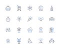 Blizzard line icons collection. Snow, Winter, Freeze, Chill, Storm, Whiteout, Wind vector and linear illustration. Frost
