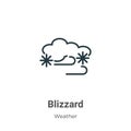 Blizzard outline vector icon. Thin line black blizzard icon, flat vector simple element illustration from editable weather concept