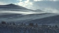 Blizzard and strong snow windstorm in Altai Kuray mountain range in winter season