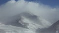 Blizzard and strong snow windstorm in Altai Kuray mountain range in winter season