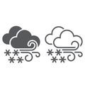 Blizzard weather icon. solid and outline vector isolated on white.