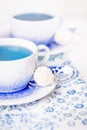 Bllue tea or clitoria flowers drink and coconut candy Royalty Free Stock Photo