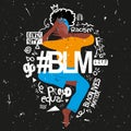 Black lives matter illustration with black woman and doodle style