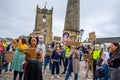 BLM protester speaking in front of The Obelisk and The Green Howards Museum at a Black Lives Matter protest in The Marketplace in